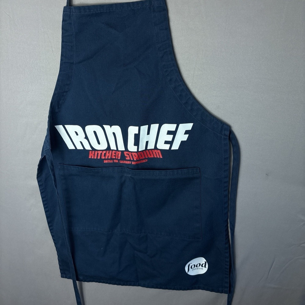 Vintage Iron Chef Food Network Apron Size Small Navy Blue Kitchen‎ Stadium